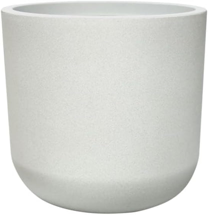 11" H Plastic Cylinder Plant Pots, Flower pot for Indoor Plants with Drainage Holes and Plug, Outdoor Garden Planters, Weather-Resistant and UV-Resistant, Modern Decorative for Home, Chalk Beige