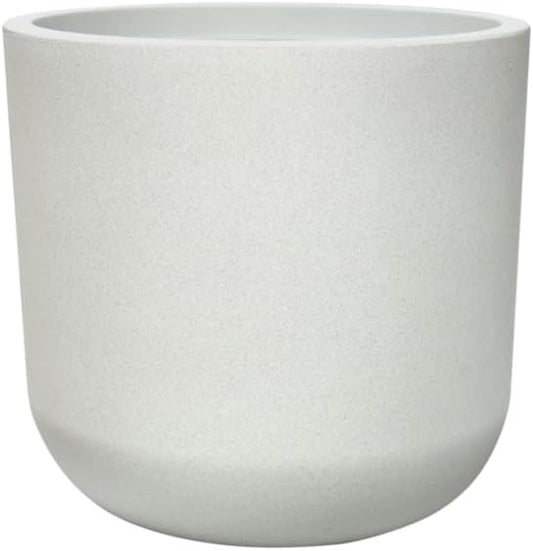 11" H Plastic Cylinder Plant Pots, Flower pot for Indoor Plants with Drainage Holes and Plug, Outdoor Garden Planters, Weather-Resistant and UV-Resistant, Modern Decorative for Home, Chalk Beige