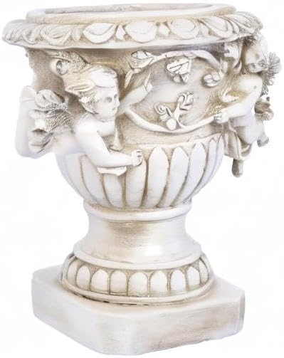 Urn Planter Resin Angel Cherub Pot Antique Pedestal Vase Plant Pot for Outdoor Garden Porch Front Door