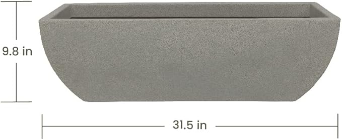31.5" Wide Planter | Eco-Friendly Large Planter for Indoor or Outdoor Deck/Porch | Durable All-Weather Use Modern Pot for Shrubs, Flowers, Plants - Stone Granite