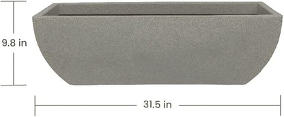 31.5" Wide Planter | Eco-Friendly Large Planter for Indoor or Outdoor Deck/Porch | Durable All-Weather Use Modern Pot for Shrubs, Flowers, Plants - Stone Granite
