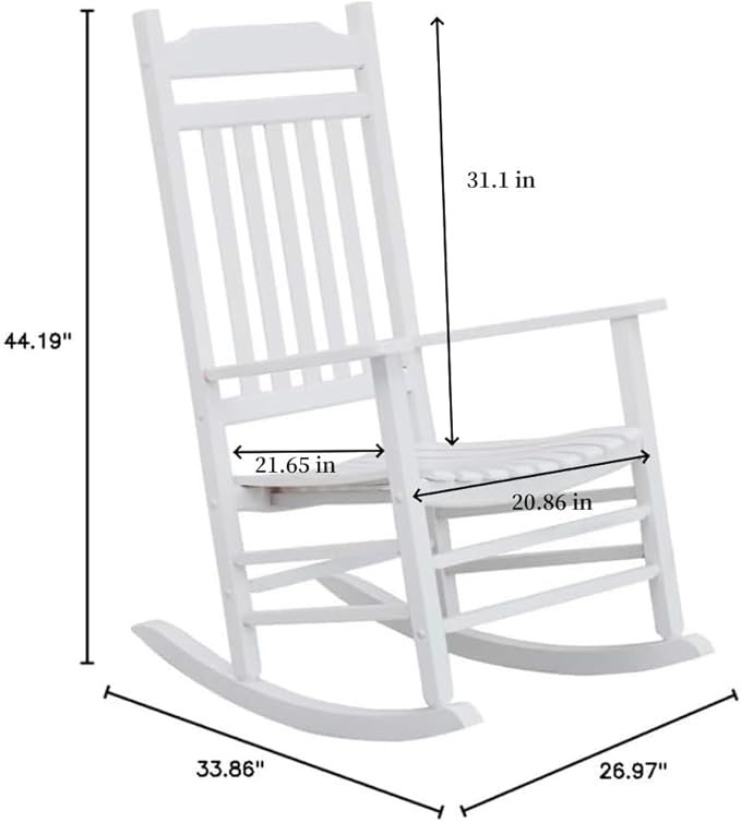 Patio Outdoor Rocking Chairs Small Foldable Side Table Set of 3 Piece Porch Wooden Comfy Rockers Folding End Table Furniture Indoor Outside Camping Balcony Lawn and Bistro, White