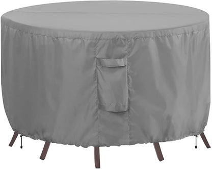 OutdoorLines Outdoor Waterproof Patio Table Furniture Set Covers - Round Couch Sectional Cover Outside Weatherproof Patio Furniture Covering for Deck, Lawn and Backyard 84" Dia x 28" H, Grey