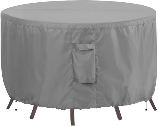 OutdoorLines Outdoor Waterproof Patio Table Furniture Set Covers - Round Couch Sectional Cover Outside Weatherproof Patio Furniture Covering for Deck, Lawn and Backyard 84" Dia x 28" H, Grey