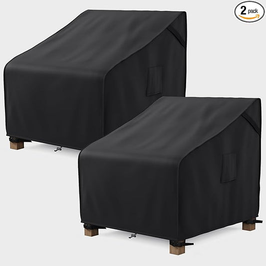 MR. COVER Outdoor Chair Covers Waterproof, Patio Furniture Covers for Rocking Chair, Heavy Duty Anti UV Chair Cover, Fits up to 35W x 37D x 36H Inches, Air Vent and Handles Included, Black, 2 Pack
