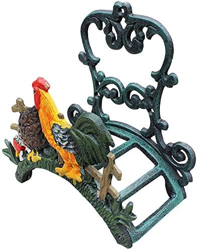 Sungmor Heavy Duty Cast Iron Garden Hose Holder | Wall Mounted Water Hose Hanger | Decorative Indoor Outdoor Hose Rack Reel | 50FT 75FT 100FT Water Hose Bulter Storage | Lovely Cock Metal Hose Stand