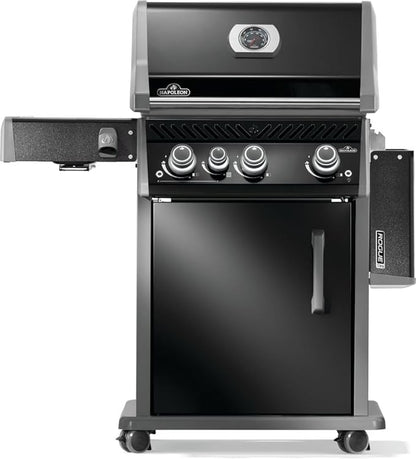 Napoleon Rogue PRO 425 Propane Gas Grill with Infrared Side Burner, Black, Durable 4-Burner Backyard Grill