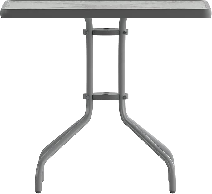 Flash Furniture Barker 31.5'' Square Tempered Glass Metal Table, Silver