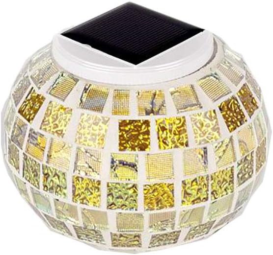 Solar Glass Ball Light Mosaic Jar Lights,Color Changing Globe Table Lamp Waterproof LED Night Light for Garden Patio Party Yard Outdoor Indoor Decorations (Gold Silver)