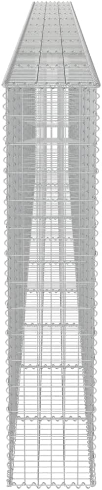 Galvanized Steel Gabion Wall with Covers, Gabion Mesh Wire Wall Panel Galvanized Steel Garden Stone Wire Basket Fencing Patio Decorative Fence, 236"x11.8"x59",-185