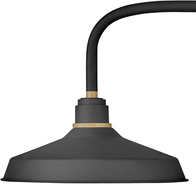 Hinkley Foundry Classic Medium Straight Arm Barn Light - Traditional, 1-Light, Aluminum, Dark Sky - Textured Black with Brass Accents