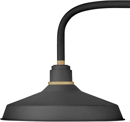 Hinkley Foundry Classic Medium Straight Arm Barn Light - Traditional, 1-Light, Aluminum, Dark Sky - Textured Black with Brass Accents