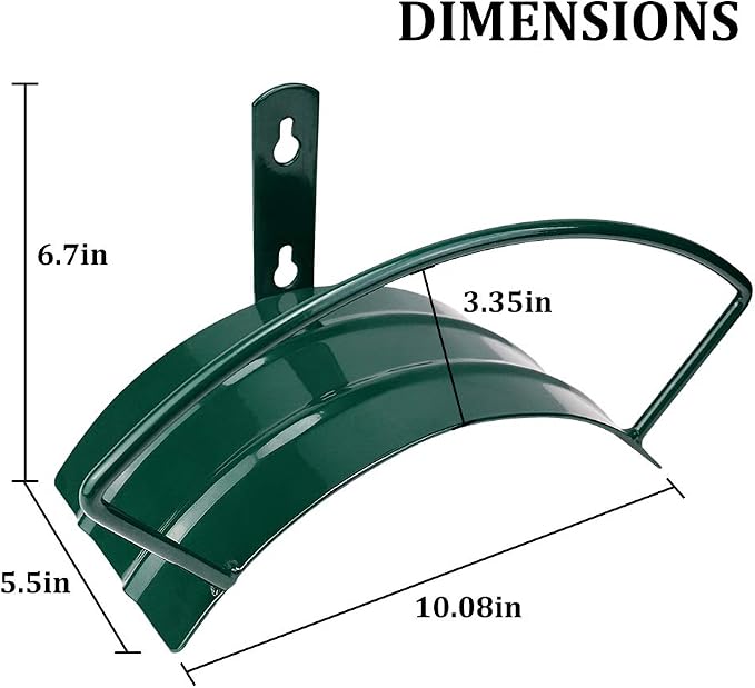 Eastrans Deluxe Wall Mount Garden Hose Hanger Duty Metal Hose Holder Easily Holds 125 3/4’’ Hose Solid Steel Extra Bracing Forest Green