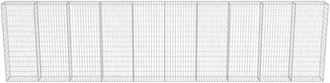 Galvanized Steel Gabion Wall with Covers, Gabion Mesh Wire Wall Panel Galvanized Steel Garden Stone Wire Basket Fencing Patio Decorative Fence, 236"x11.8"x59",-185