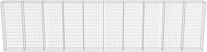 Galvanized Steel Gabion Wall with Covers, Gabion Mesh Wire Wall Panel Galvanized Steel Garden Stone Wire Basket Fencing Patio Decorative Fence, 236"x11.8"x59",-185