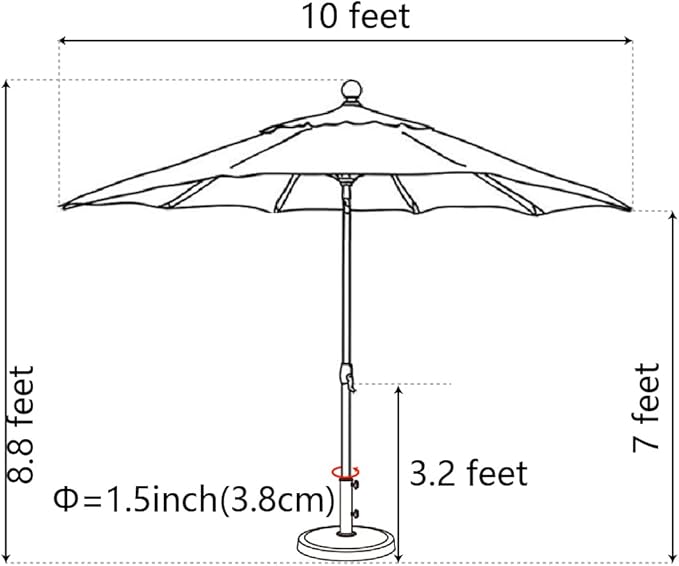 EliteShade USA 10-Year-Non-Fading 10Ft Market Umbrella Patio Umbrella Outdoor Table Umbrella with Ventilation, Navy Blue