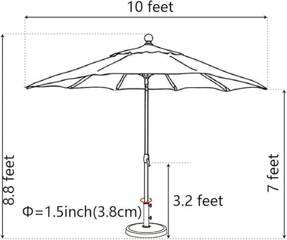 EliteShade USA 10-Year-Non-Fading 10Ft Market Umbrella Patio Umbrella Outdoor Table Umbrella with Ventilation, Forest Green
