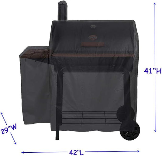Heavy Duty Waterproof Grill Cover for Char-Griller 2121,2828,2727,2929 Grills and Char-Griller Smokers Without Side Fire Box,Black