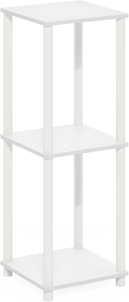 Furinno Turn-N-Tube Side Table Set of 2, 2-Tier Stackable Modern End Table with Open Shelf, Toolless Night Stand, Bedside Table, for Living Room, Bedroom, White