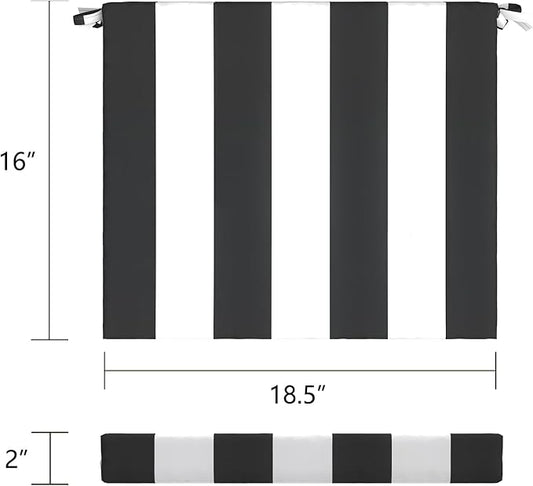 LVTXIII Outdoor Chair Cushions 18.5"x16"x2" Pack of 2, Water-Repellent Square Corner Memory Foam Seat Cushions with Ties for Garden Patio Furniture, Cabana Black