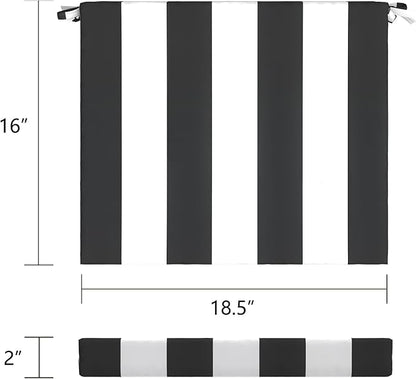 LVTXIII Outdoor Chair Cushions 18.5"x16"x2" Pack of 4, Water-Repellent Square Corner Memory Foam Seat Cushions with Ties for Garden Patio Furniture, Cabana Black