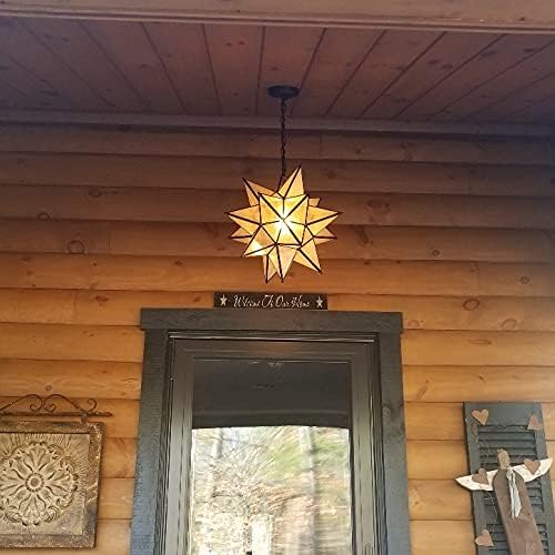 DIRYZON EUL 20 Inch Modern Moravian Star Pendant Lighting Seeded Glass Light on Chain