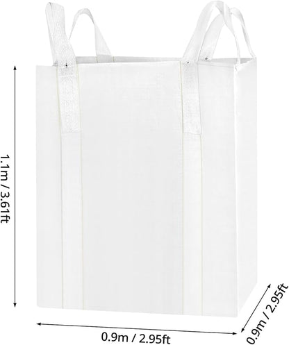 QWORK FIBC Bulk Bag, 4 Pack Sandbags 1 Ton Industrial Grade Bag Holds 2200 LBS, Woven Polypropylene Bags 35" x 35" x 43"