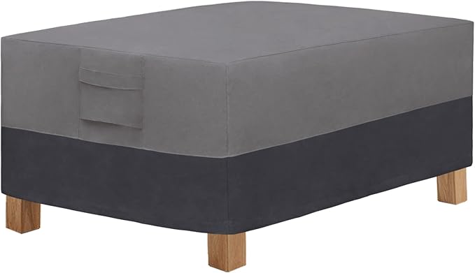 Easy-Going Patio Coffee Table Cover - Small Outdoor Rectangular Table Cover, UV Resistant Waterproof - Gray/Dark Gray (48" L x 28" W x 16" H)