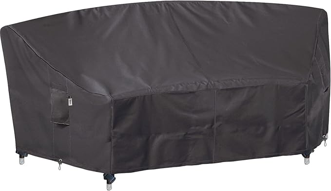 Curved Patio Furniture Cover for Outdoor Sectional Sofa, 96"(65") Reinforced Waterproof 600D Patio Couch Covers, Half Moon Lawn Outside Garden Furniture Winter Protective Cover