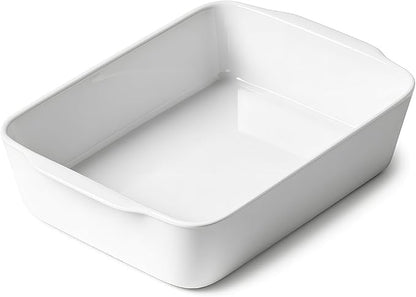 HOMBENE 3.3 QT Ceramic Baking Dish, White Casserole Dish,Lasagna Pan for Oven, Bakeware for Baking, Kitchen Decor, Microwave Oven Safe, Dinner Party (8.7" x 11.8")