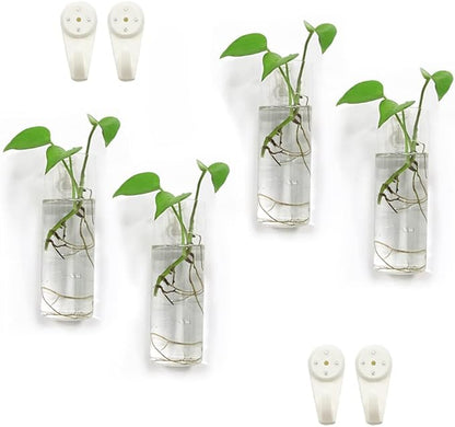 Wall Planters for Indoor Plants - Glass Terrarium Planters, Hanging Plant Holders (4 Pack)