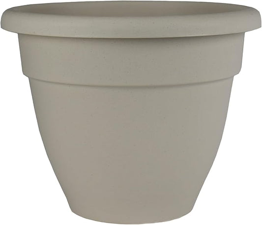 The HC Companies Caribbean Planter Pot - Outdoor & Indoor Plant Pot with Drainage Hole & Plug - Rolled Rim Plastic Pots for Plants & Flowers - Decorative Plant Pot (14" Cottage Stone, Pack of 1)