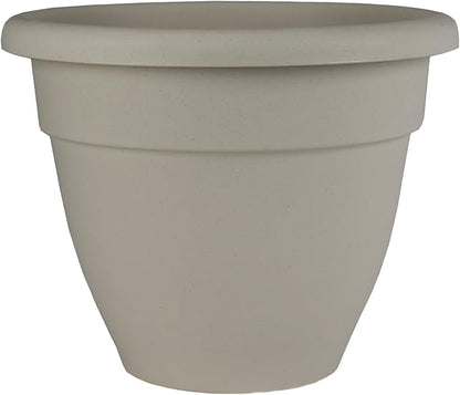 The HC Companies Caribbean Planter Pot - Outdoor & Indoor Plant Pot with Drainage Hole & Plug - Rolled Rim Plastic Pots for Plants & Flowers - Decorative Plant Pot (16" Cottage Stone, Pack of 1)