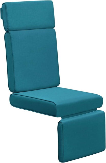 ATR ART TO REAL Outdoor Recliner Replacement Cushion, High Back Chair Cushions Patio Wicker Reclinning Chairs Seat Pad, Removable Cover, Waterproof, UV Resistant (Style A, Peacock Blue)