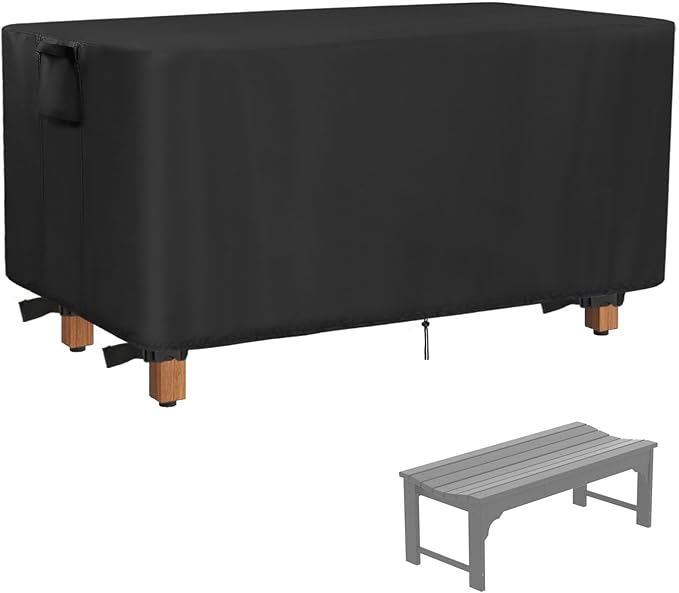 Outdoor Bench Cover, 48inch Waterproof Backless Bench Cover Rectangle for Patio Teak Bench Farmhouse, Black-48"L x 20"W x 18"H