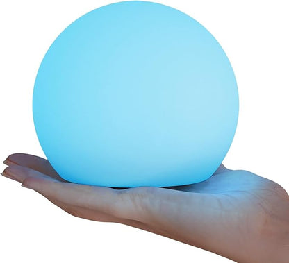 FUYO 6 inch LED Ball Lamp with Remote Rechargeable Waterproof, Glowing Globe Light 16 RGB Colors Orb Sphere for Indoor Outdoor Home Patio Pool Party Decor (White 6-inch)