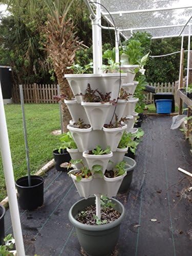 24 LARGE Vertical Gardening Planters - Use Mr Stacky Pots with any Grow Medium - Great For Soil Gardening, Hydroponics, and Aquaponics - Build Your Own Large Stacking Container Garden System - For
