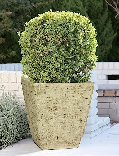 The HC Companies Tahoe Tall Square Planter - Weather-Resistant Indoor & Outdoor Plant Pot - Premium Decorative Planter Made from Crushed Stone Resin (23”H, Falcon Brown, Pack of 1)