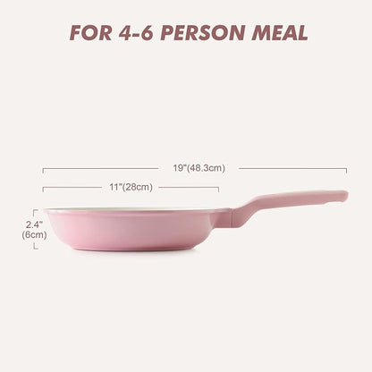 SENSARTE Nonstick Ceramic Frying Pan 11-Inch, Healthy Non Toxic Skillet, Induction Compatible Omelet Pan with Heat Resistant Handle, PFAS-Free, Pink