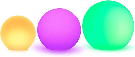 Mr.Go 14-inch, 16-inch and 20-inch LED Ball Light Bundle, Rechargeable, Remote Control, Dimmable 16 RGB Colors 4 Modes, Waterproof, Great as Night Light Mood Lamp Ambient Lighting Decorations