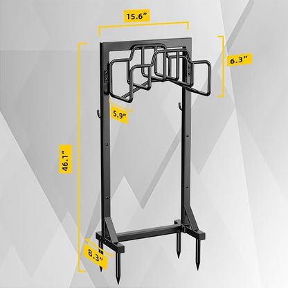 Skycarper Garden Hose Reel Holder Detachable Metal Water Hose Hanger Organizer Heavy Duty Free Standing Hose Stand (Deep Black)