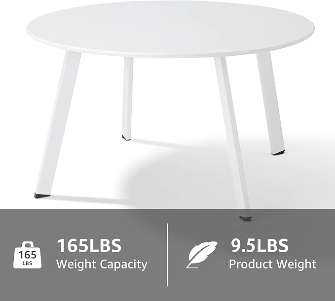Meluvici Outdoor Patio Coffee Table Set of 2, Weather Resistant End Table, Round Nesting Tables for Living Room Balcony Office, White