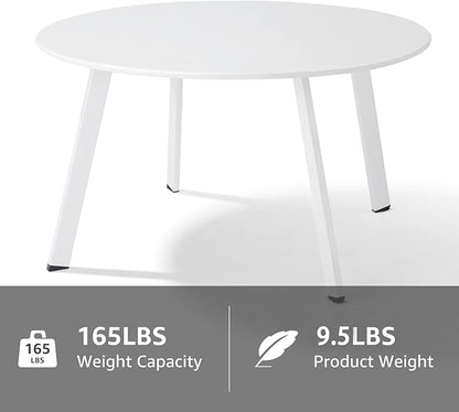 Meluvici Outdoor Patio Coffee Table Set of 2, Weather Resistant End Table, Round Nesting Tables for Living Room Balcony Office, White