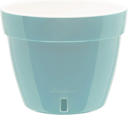DECOPOTS - Self Watering Planter - Modern Flower Pot with Water Level Indicator for All House Plants, Flowers, Herbs (Diameter 7.9", Menthol/White)