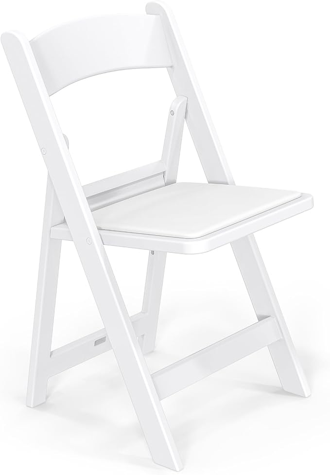 VINGLI Resin Folding Chairs with Cushion, Foldable Plastic Chair with Comfortable Padded Seats, Perfect for Event Party Indoor Outdoor, White, 1 PC
