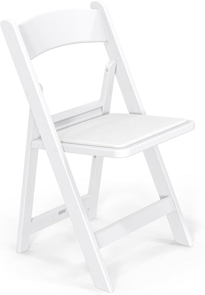VINGLI Resin Folding Chairs with Cushion, Foldable Plastic Chair with Comfortable Padded Seats, Perfect for Event Party Indoor Outdoor, White, 1 PC