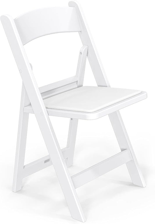 VINGLI Resin Folding Chairs with Cushion, Foldable Plastic Chair with Comfortable Padded Seats, Perfect for Event Party Indoor Outdoor, White, 1 PC