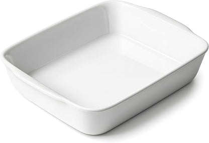 HOMBENE 1.2 QT Ceramic Baking Dish, White Casserole Dish,Lasagna Pan for Oven, Bakeware for Baking, Kitchen Decor, Microwave Oven Safe, Dinner Party (7.1" x 9.1")