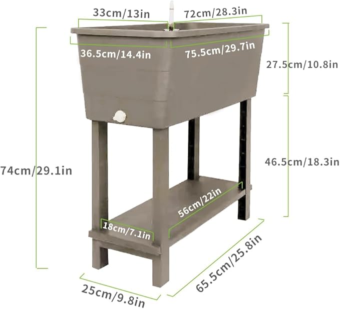 3 Pcs Self Watering Elevated Raised Garden Bed, Large Outdoor Plastic Planter Box Big Flower Plant Pot for Planting Flowers Vegetables and Herbs (3, Khaki)