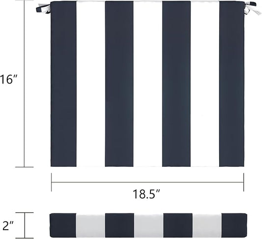 LVTXIII Outdoor Chair Cushions 18.5"x16"x2" Pack of 2, Water-Repellent Square Corner Memory Foam Seat Cushions with Ties for Garden Patio Furniture, Cabana Navy